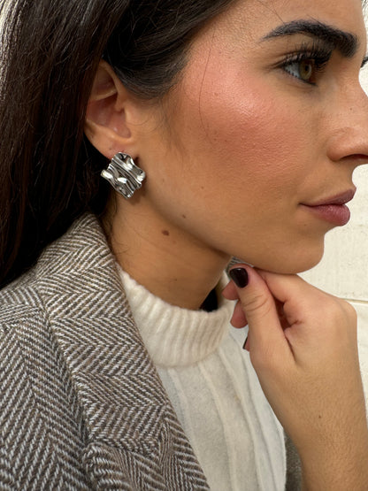 Pendientes Pirita Plateado